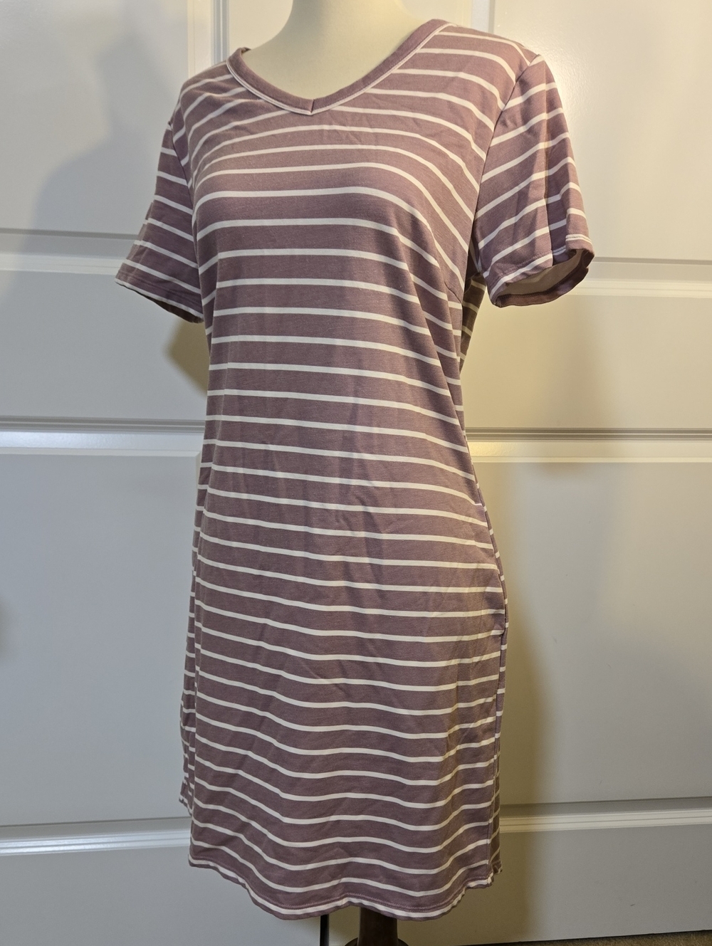 32 Degrees Mauve and White Striped Midi Dress